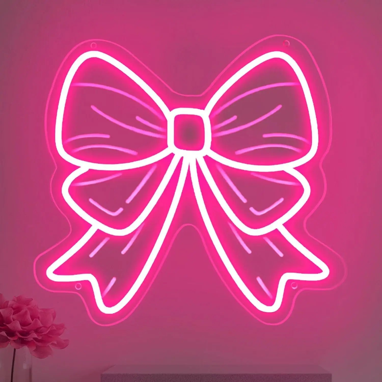 Bow Neon Signs USB Dimmable LED Neon Lights for Girls Room Beauty Salon Nursery Room Decoration Birthday Gift Elegant Wall Art