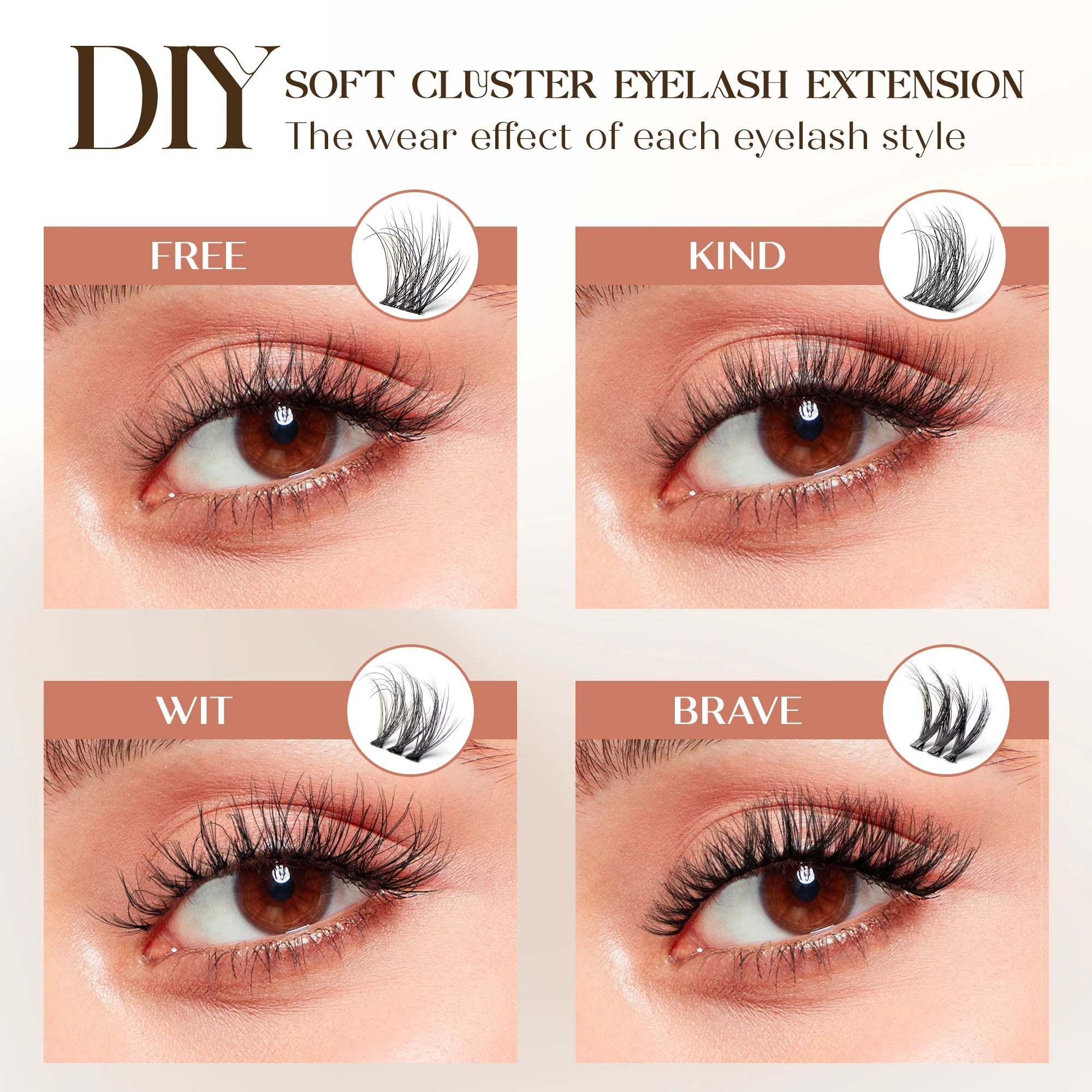 Befer Natural Lashes Clusters D Curl Fluffy Cluster Lashes 10-16mm Hight Quality Soft Super Thin Band False Eyelashes Makeup