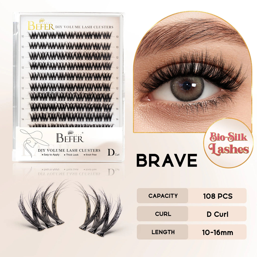 Befer Natural Lashes Clusters D Curl Fluffy Cluster Lashes 10-16mm Hight Quality Soft Super Thin Band False Eyelashes Makeup