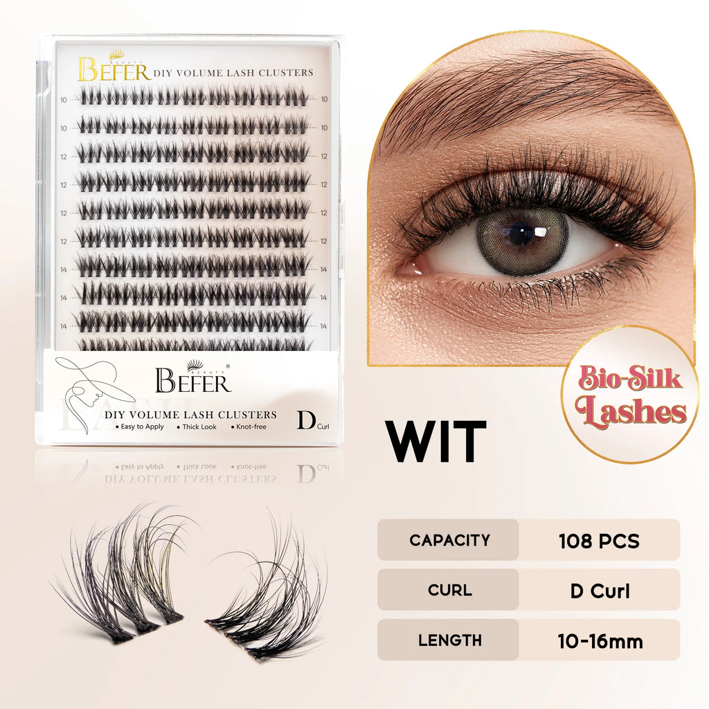 Befer Natural Lashes Clusters D Curl Fluffy Cluster Lashes 10-16mm Hight Quality Soft Super Thin Band False Eyelashes Makeup