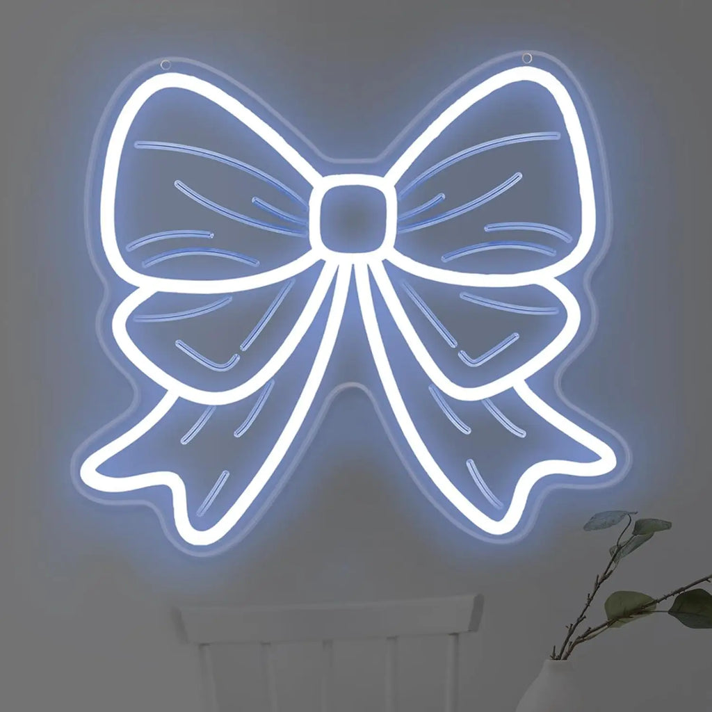 Bow Neon Signs USB Dimmable LED Neon Lights for Girls Room Beauty Salon Nursery Room Decoration Birthday Gift Elegant Wall Art