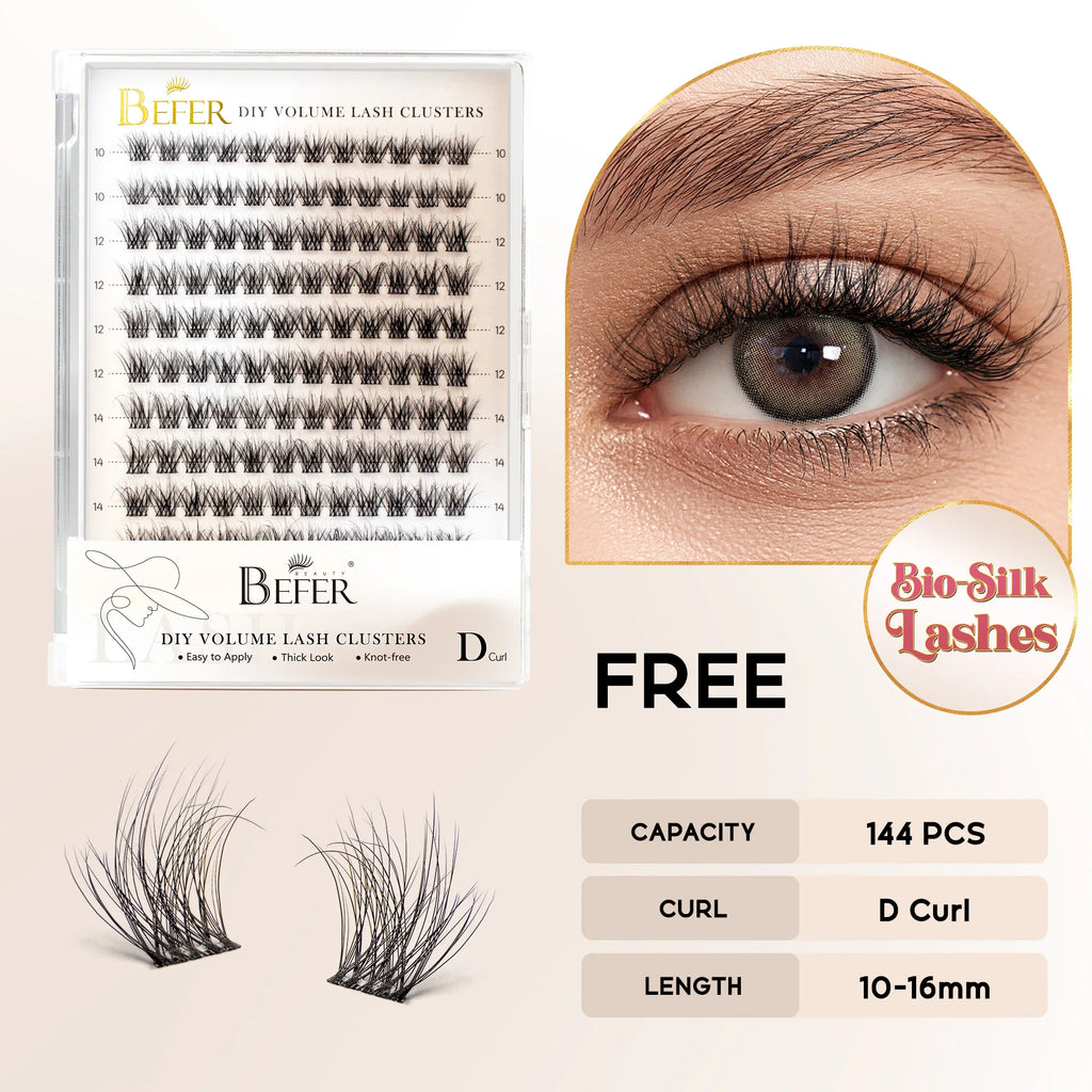 Befer Natural Lashes Clusters D Curl Fluffy Cluster Lashes 10-16mm Hight Quality Soft Super Thin Band False Eyelashes Makeup