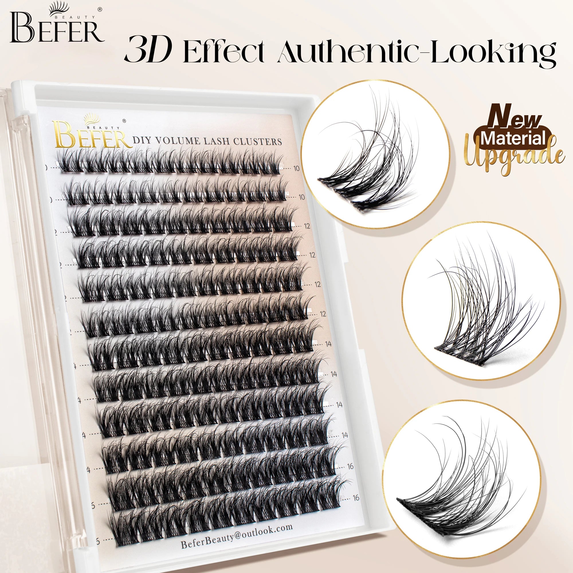 Befer Natural Lashes Clusters D Curl Fluffy Cluster Lashes 10-16mm Hight Quality Soft Super Thin Band False Eyelashes Makeup