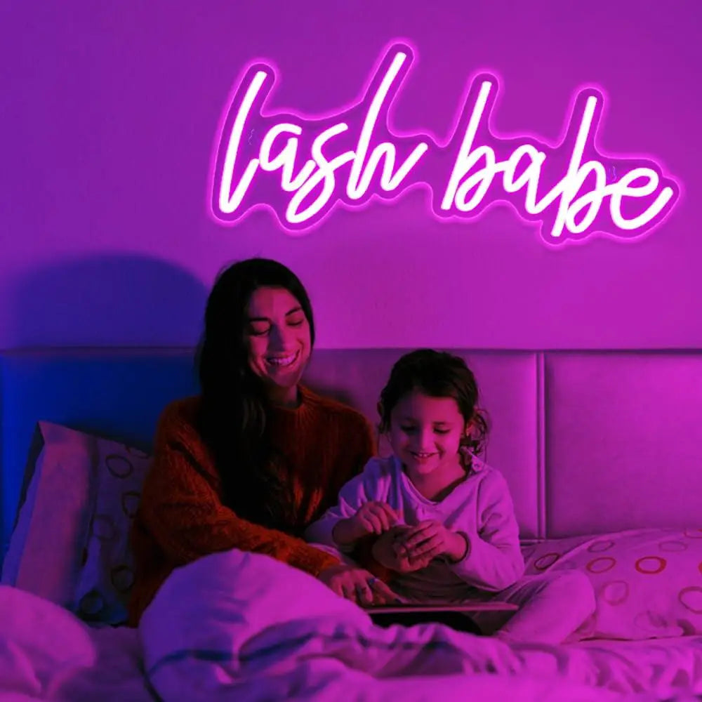 Lash Room Neon Sign USB Dimmable LED Light with Lash Babe Theme for Beauty Salon Nails Hair Bar Aesthetic Wall Decor Gifts